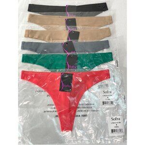 NEW Sofra Womens Medium 6 Piece Pack High Waist Thong Underwear Panties Bundle